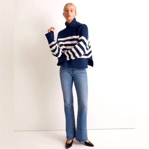 Madewell NWOT chunky Breton striped cotton turtleneck sweater